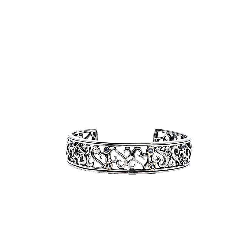 Sterling Silver & 18K YG Iolite Cuff Bracelet
