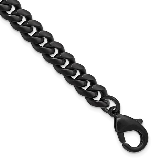 Stainless Steel with Black IP Plating Curb Link Bracelet