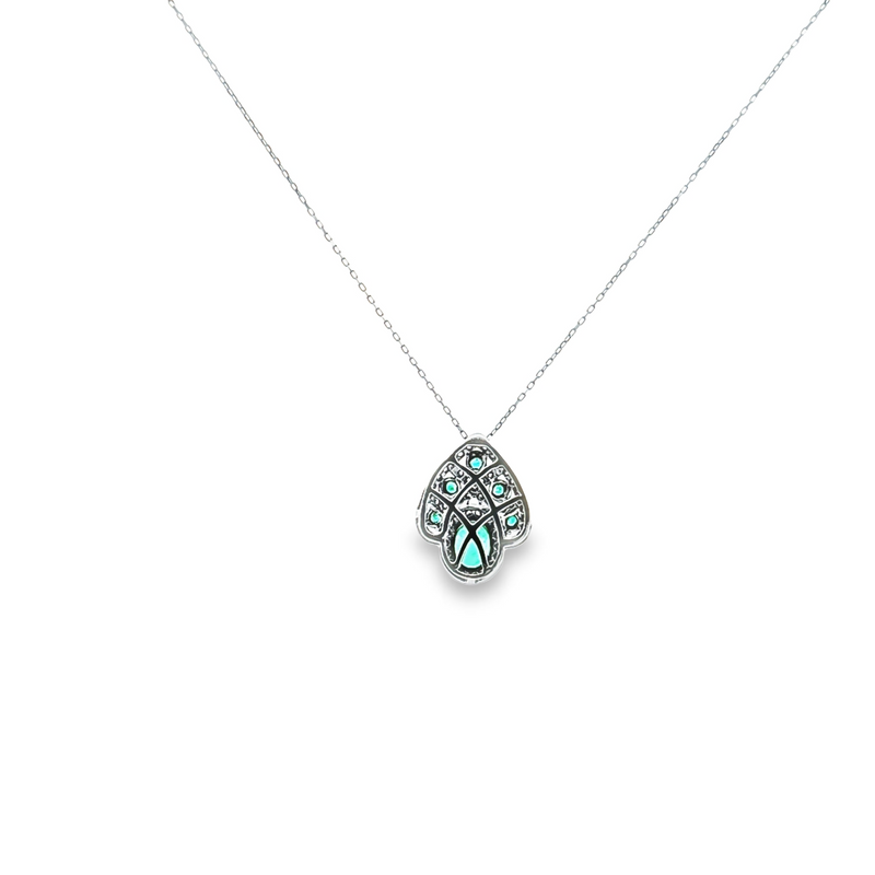 18K WG Emerald & Diamond Pendant
