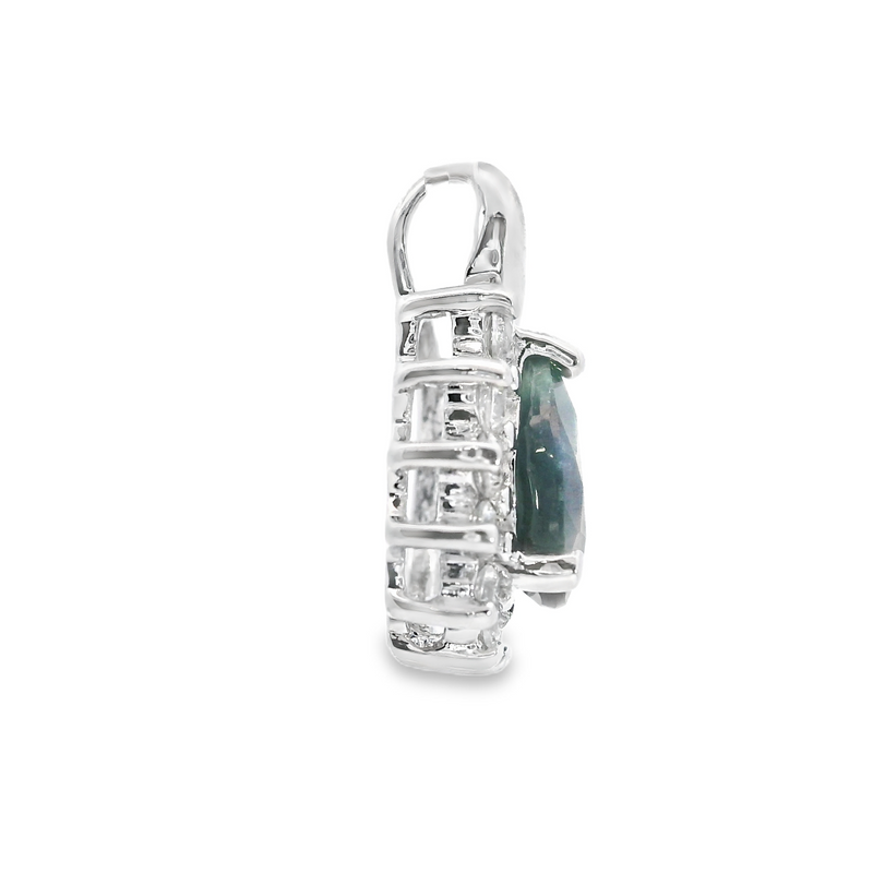 Sterling Silver Sapphire & CZ Pendant