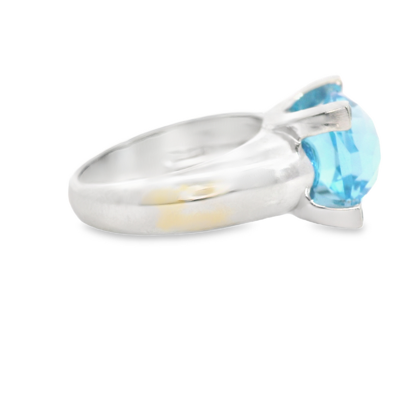14K WG Blue Topaz & Diamond Ring