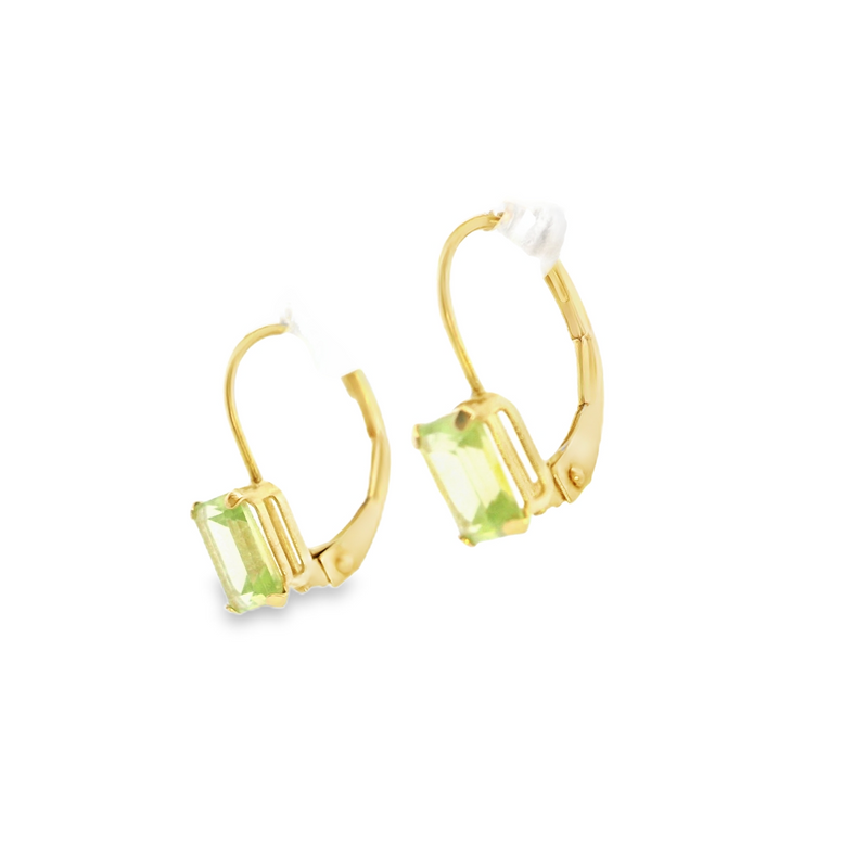 14K YG Peridot Leverback Earrings