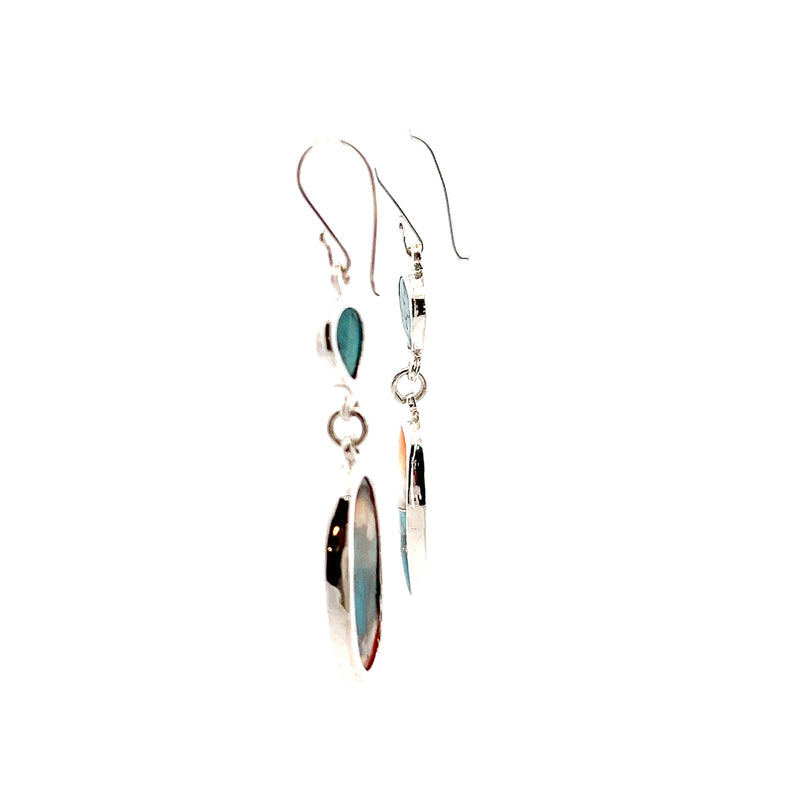 Sterling Silver Turquoise & Spiny Oyster Shell Earrings