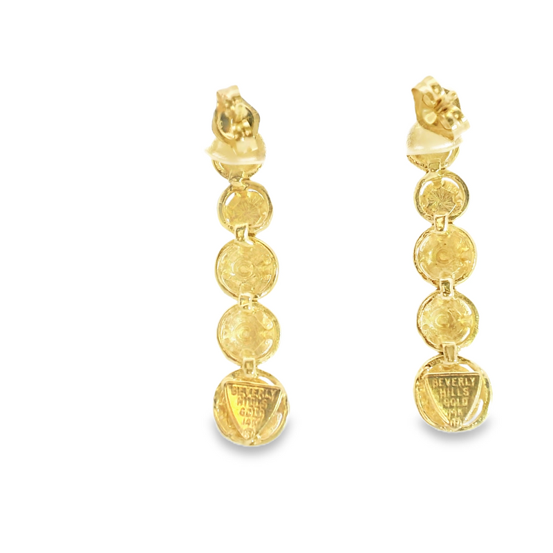 14K YG Dangle Diamond Cut Earrings