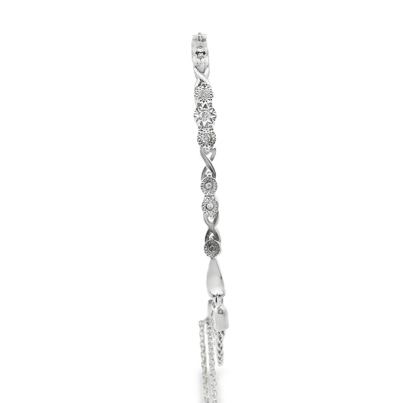 Sterling Silver Diamond Bolo Bracelet 0.10 CT TW
