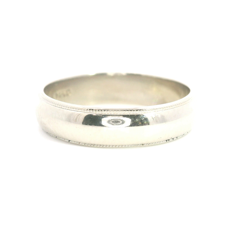 14K WG Milgrain Wedding Band