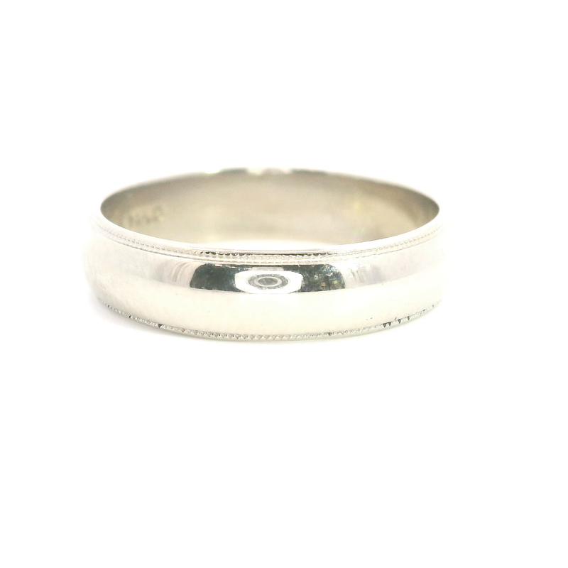 14K WG Milgrain Wedding Band