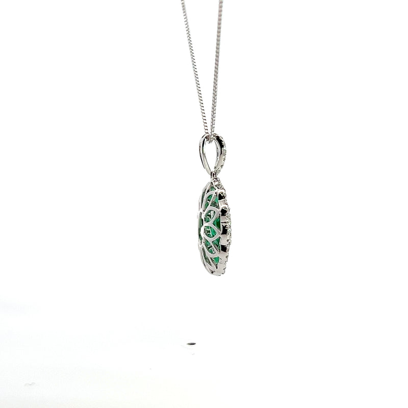 14K WG Emerald & Diamond Penda