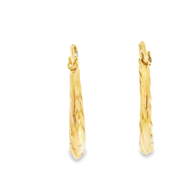 14K YG Twisted Hollow Hoop Earrings