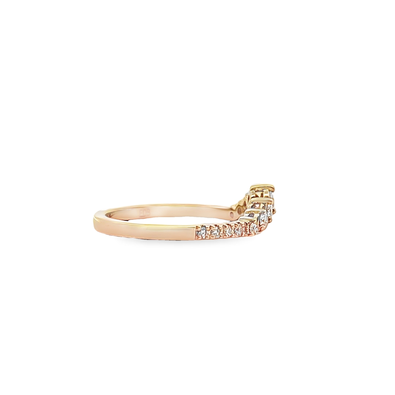 14K YG Curved Diamond Band