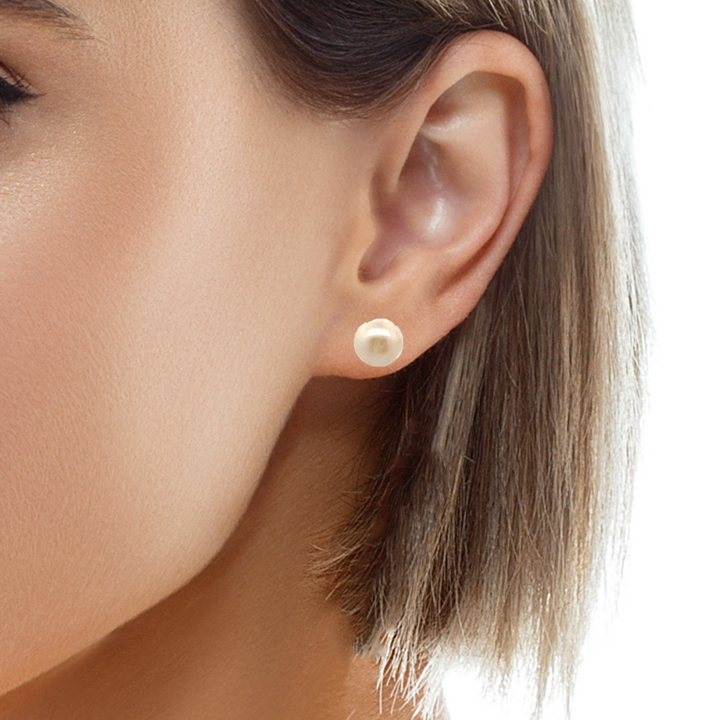 14K YG Pearl Stud Earrings