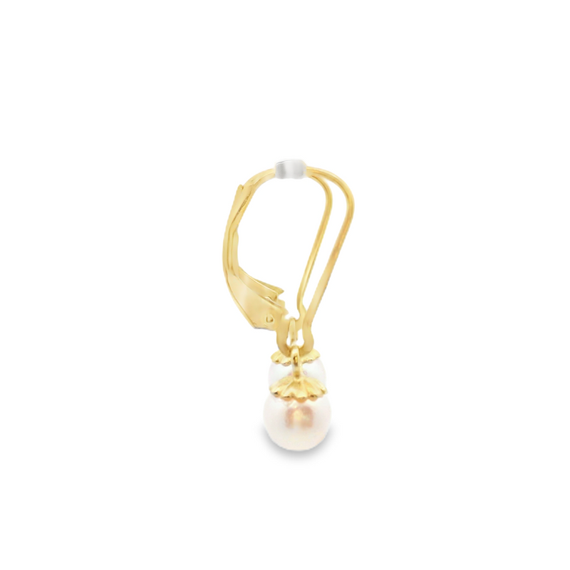 14K YG Leverback Pearl Earrings 6.0mm