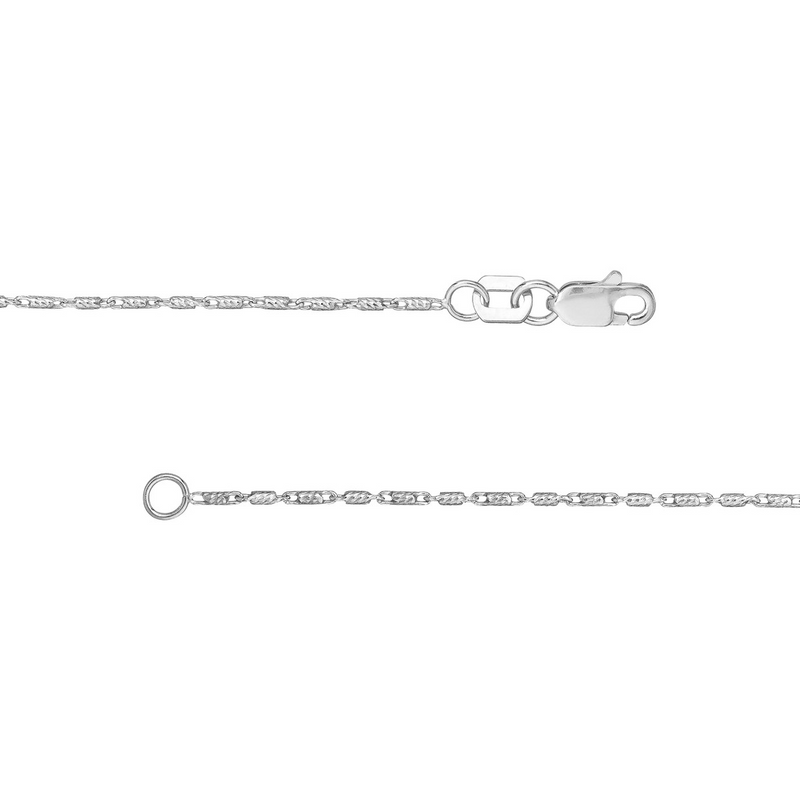 14K WG Diamond Cut Bead Chain 16"