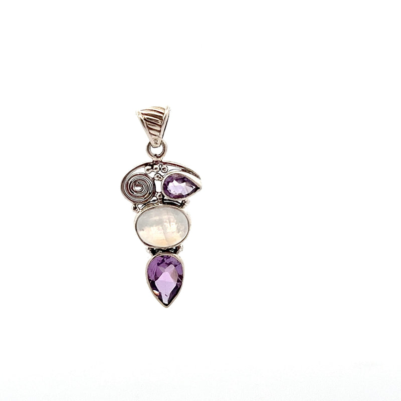 Sterling Sliver Amethyst & Moonstone Pendant