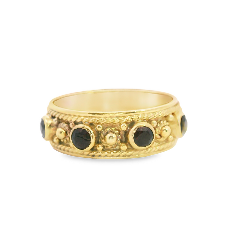14K YG Garnet Ring
