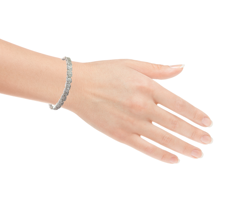 Sterling Silver CZ Bangle Bracelet