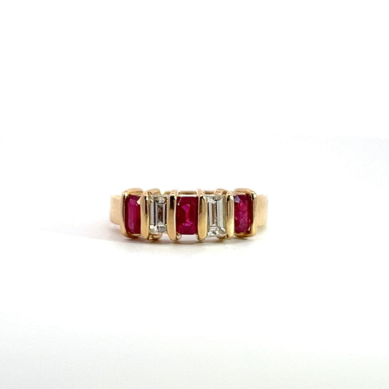 14K YG Ruby & Diamond Band Rub