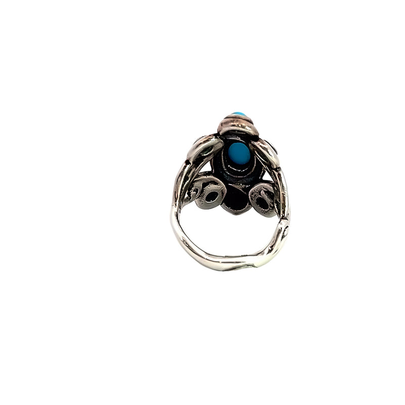 Sterling Silver Ornate Turquoise Ring