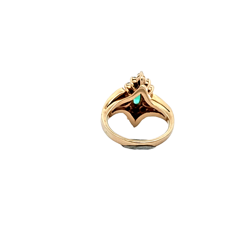 14K YG Emerald & Diamond Ring