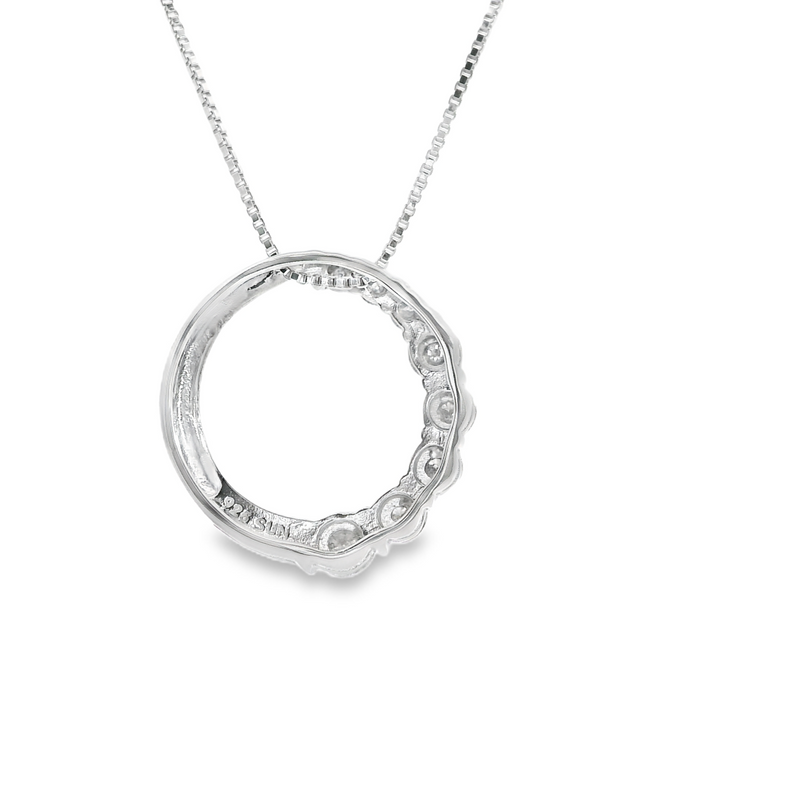 Sterling Silver Circle Diamond Pendant