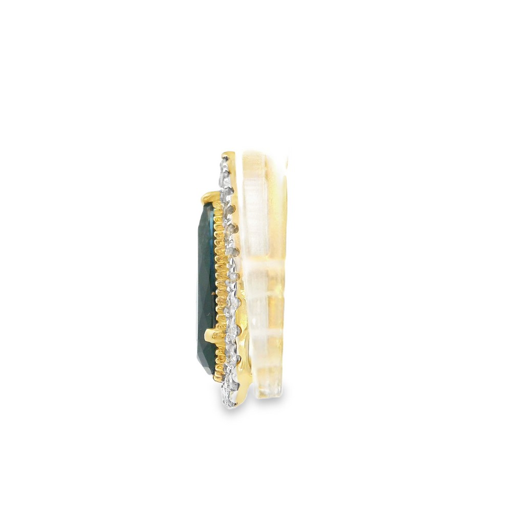 14K TT Indicolite Tourmaline & Diamond Pendant