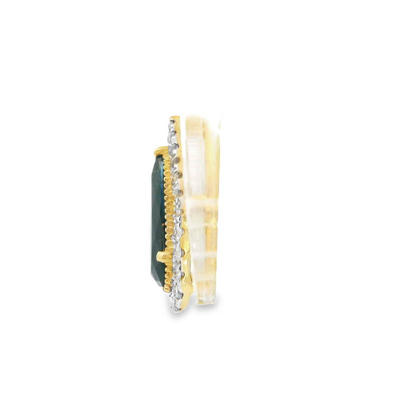 14K TT Indicolite Tourmaline & Diamond Pendant