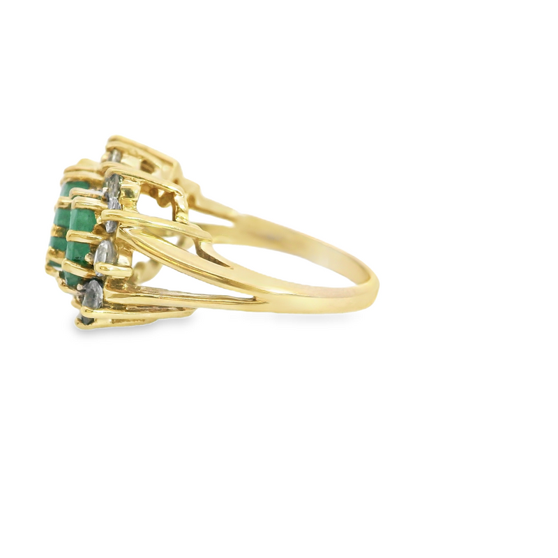 10K YG Emerald & White Sapphire Ring