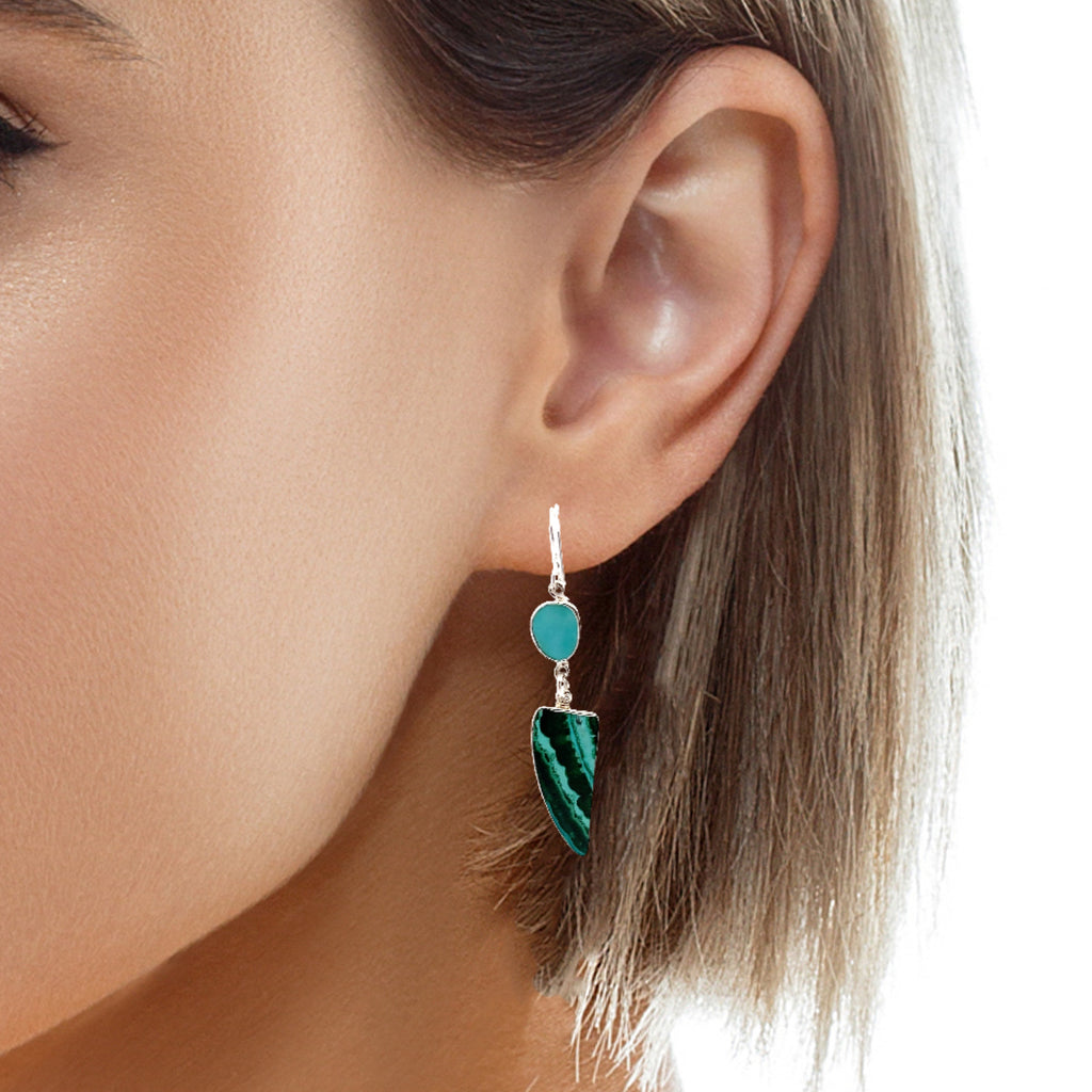 Sterling Silver Turquoise & Azurmalachite Earrings
