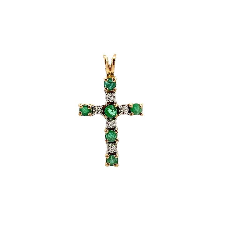 10K YG Emerald & Diamond Cross