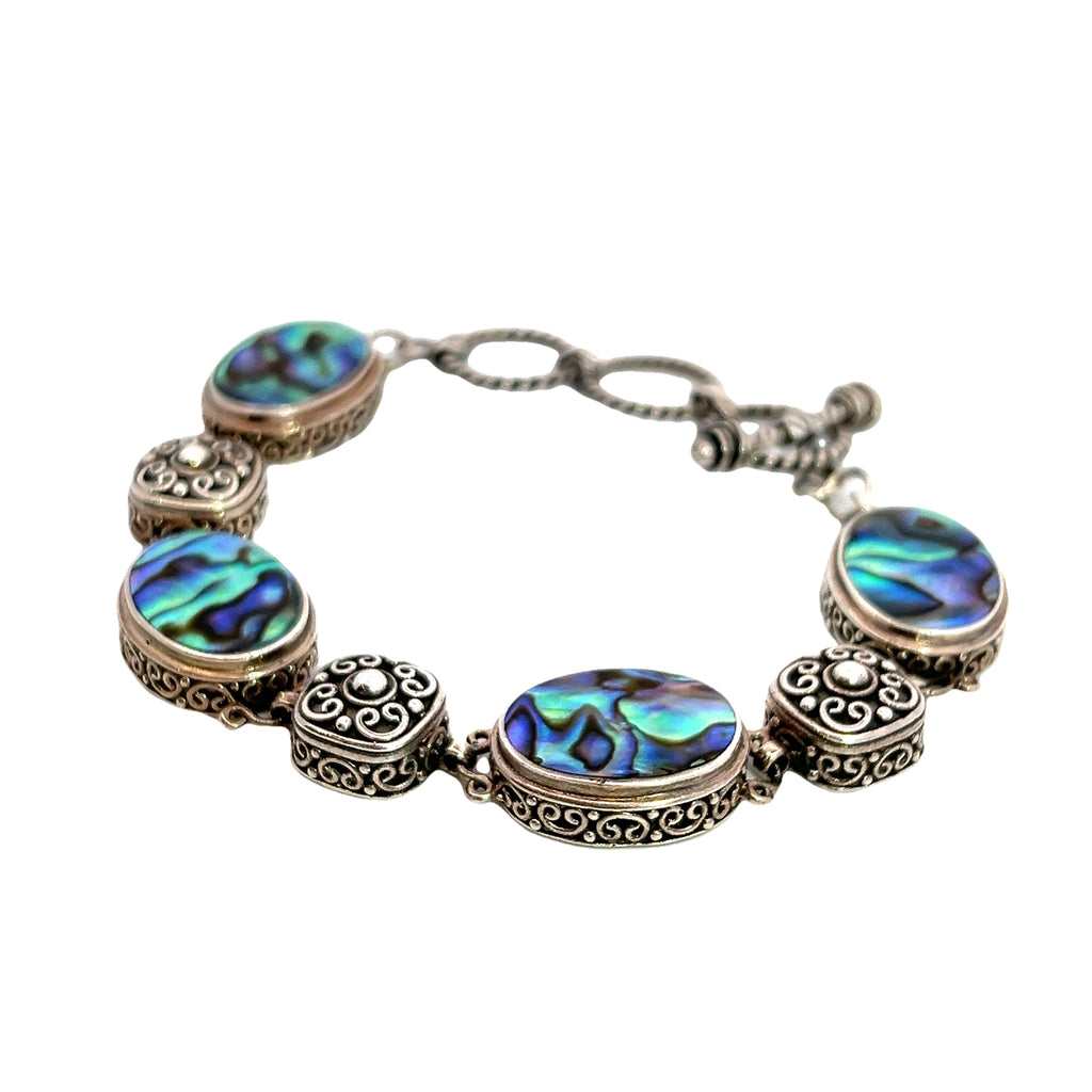 Sterling Silver Abalone Toggle Bracelet