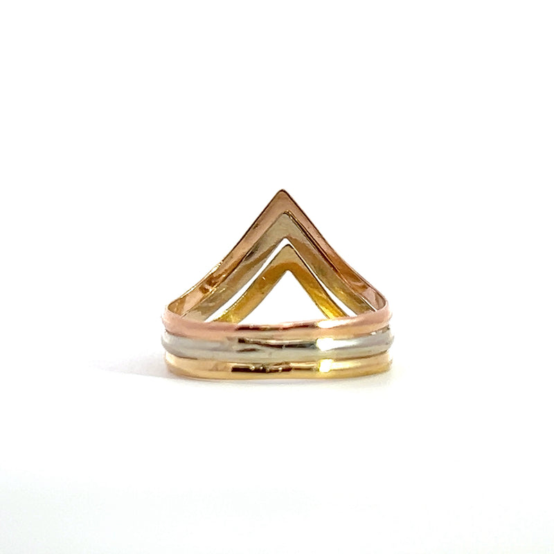 14K Tri Color Gold Chevron Band