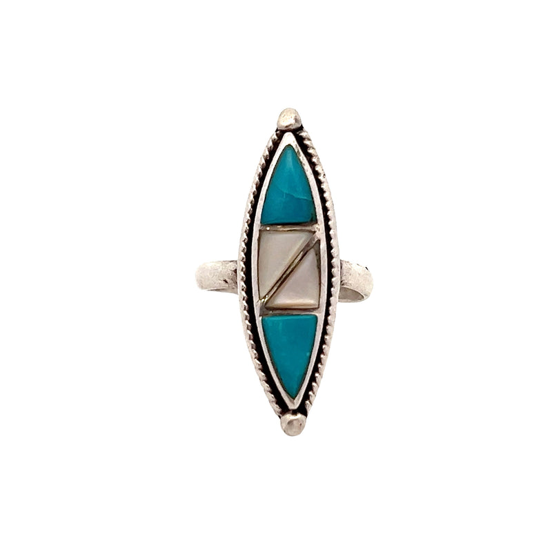 Sterling Silver Turquoise & Mother of Pearl Ring