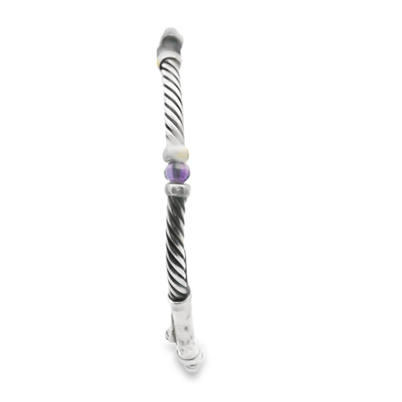 David Yurman Sterling Silver & 14K YG Amethyst Bracelet