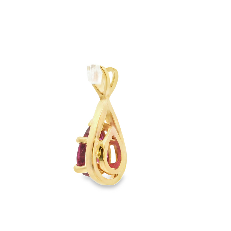 14K YG Lab Grown Ruby Pendant.