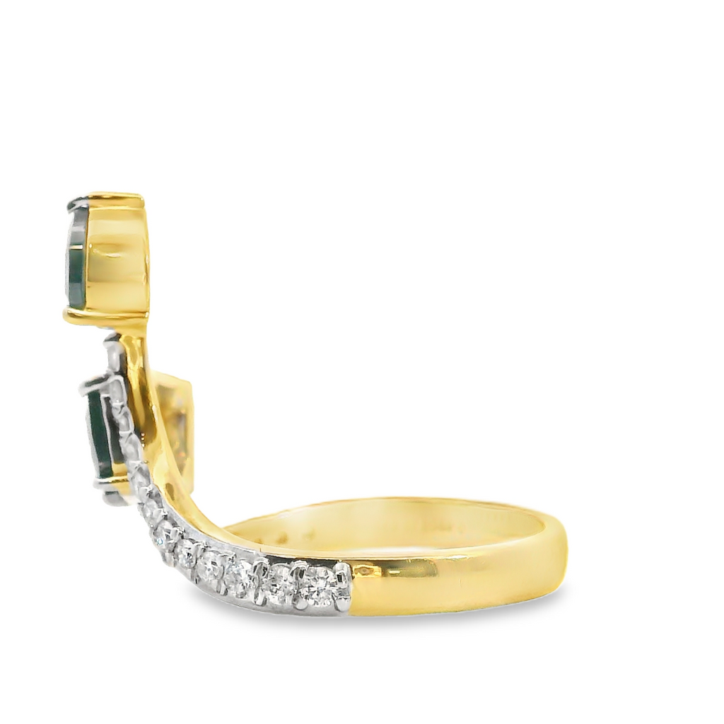 14K YG Blue Salt & Pepper Diamond Ring