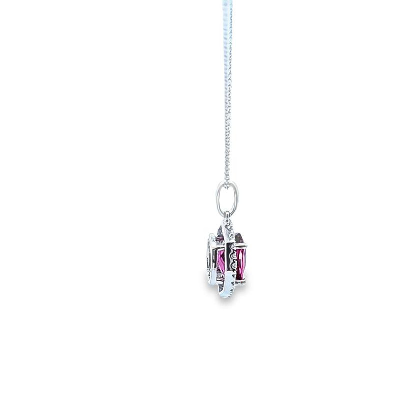 14K WG Pink Tourmaline & Diamond Pendant