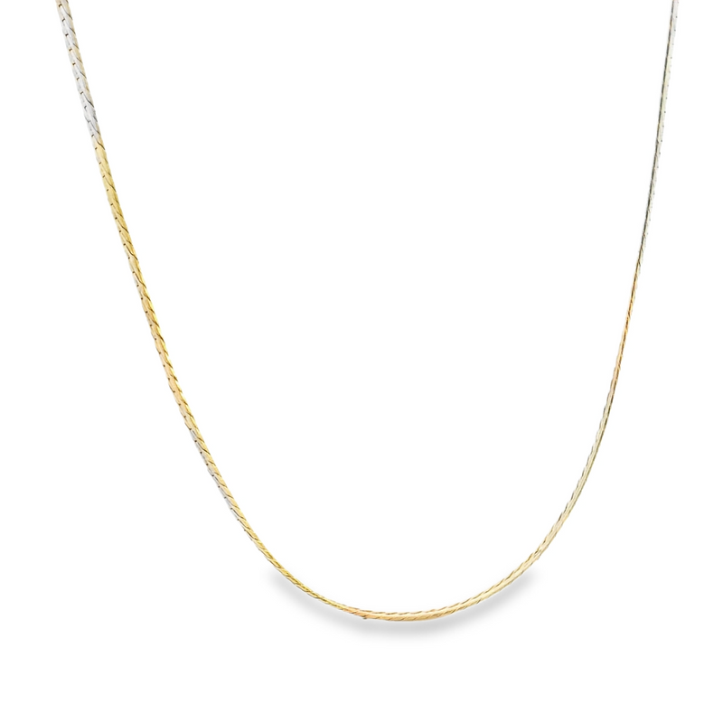 14K Tri Color Herringbone Necklace 24"