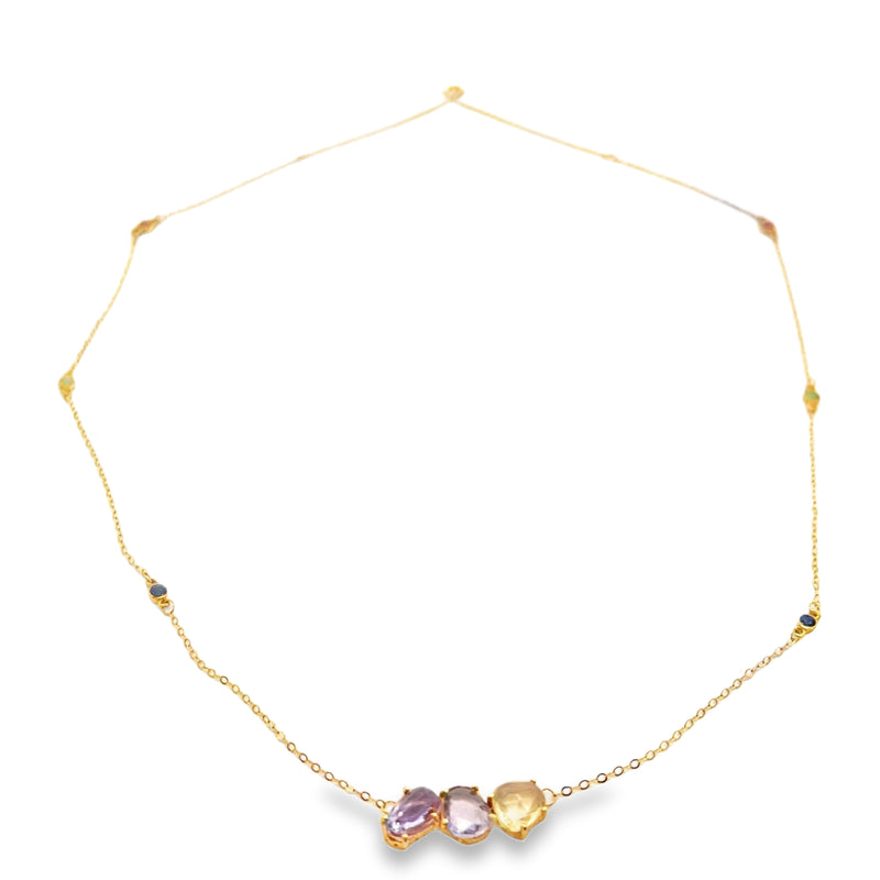 18K YG Gemstone Necklace (Quar
