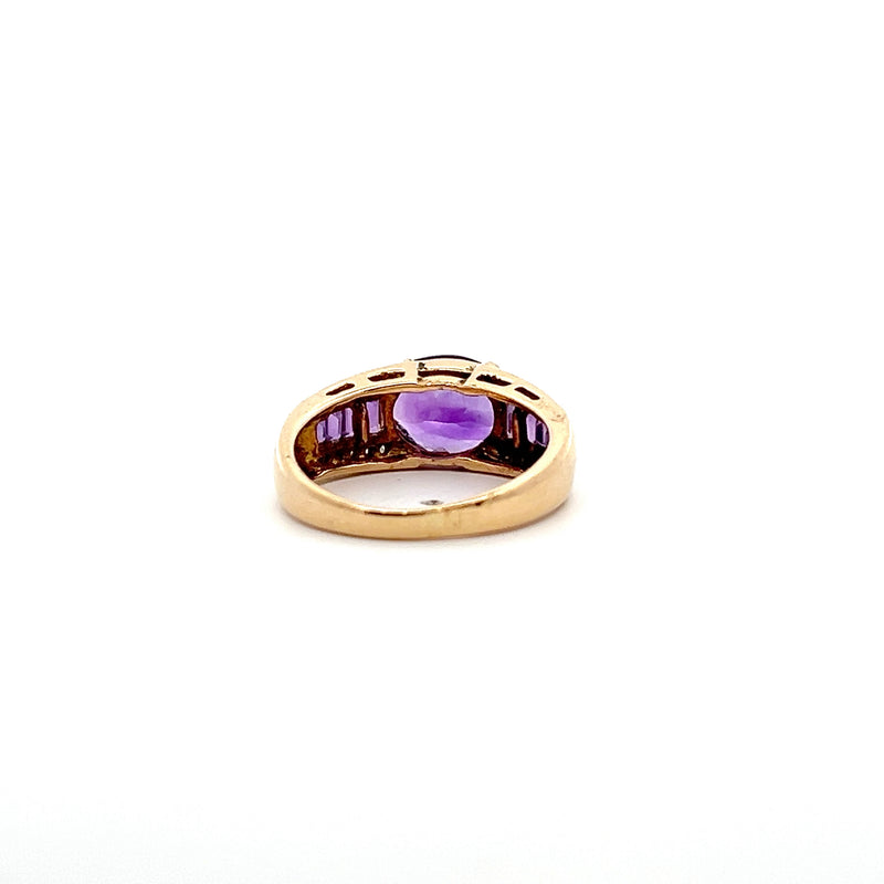 14K YG Amethyst & Diamond Ring