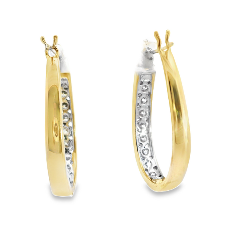 14K YG Diamond Hoop Earrings 1.00 CT TW
