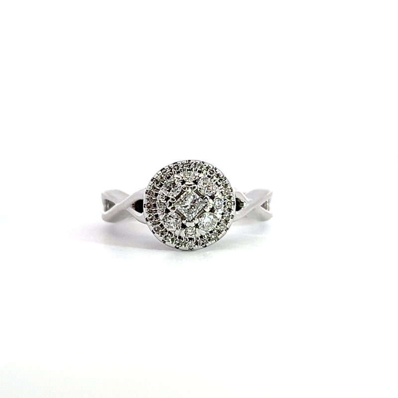 14K WG Halo Diamond Ring