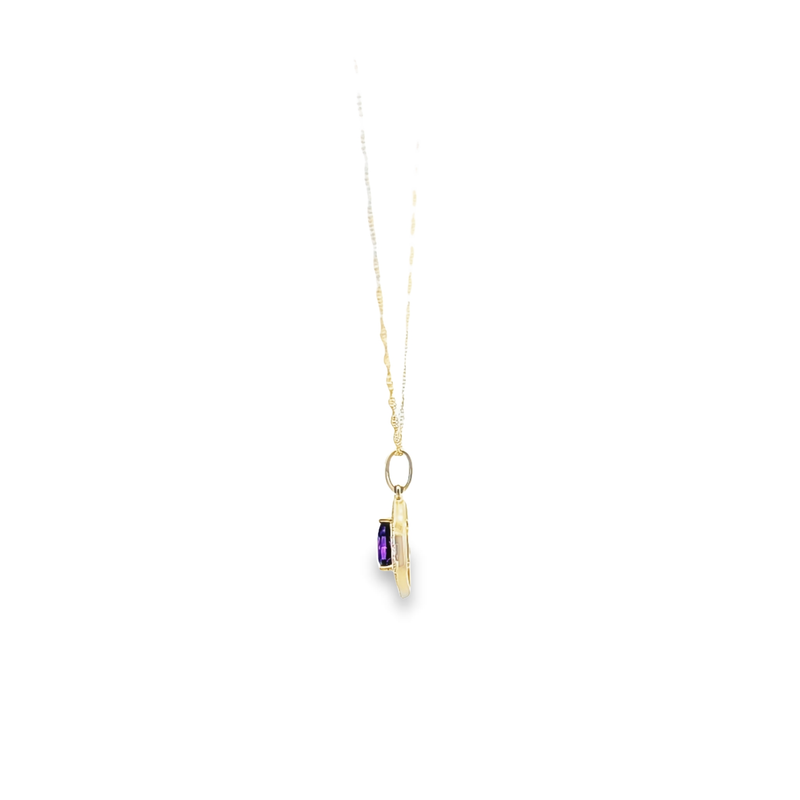 14K YG Amethyst & Diamond Pendant