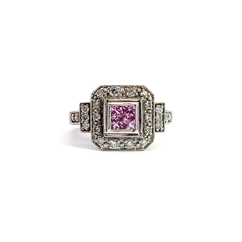 14K WG Pink Sapphire & Diamond Ring