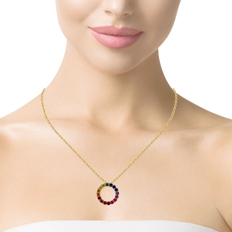 14K YG Rainbow Sapphire Pendant