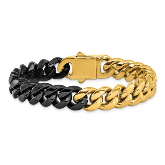Stainless Steel Bracelet with Black & Yellow IP Plating