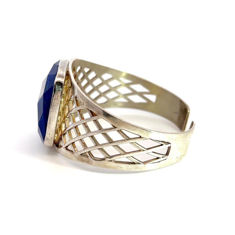 Sterling Silver Faceted Lapis Gemstone Bracelet