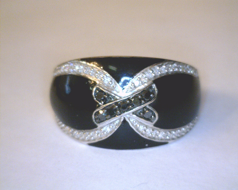 SS ONYX/DIAMOND RING