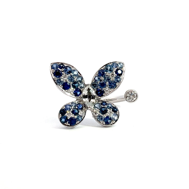 18K WG Sapphire & Diamond Butterfly Ring