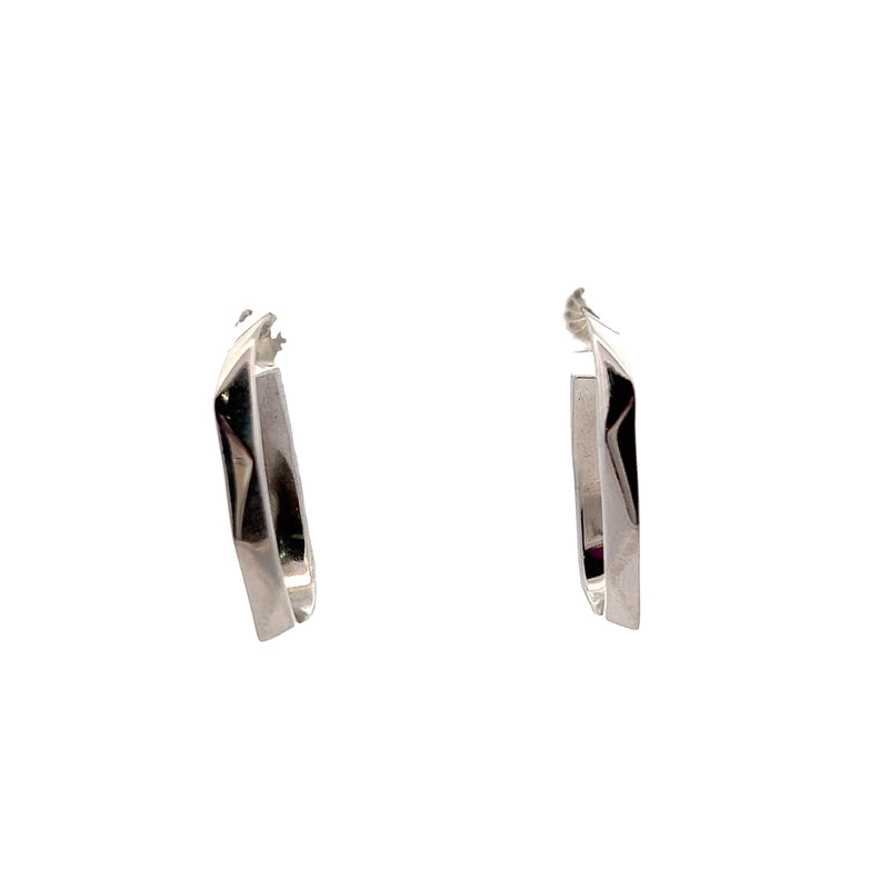 Sterling Silver J Hoop Style Earrings Geometric Design