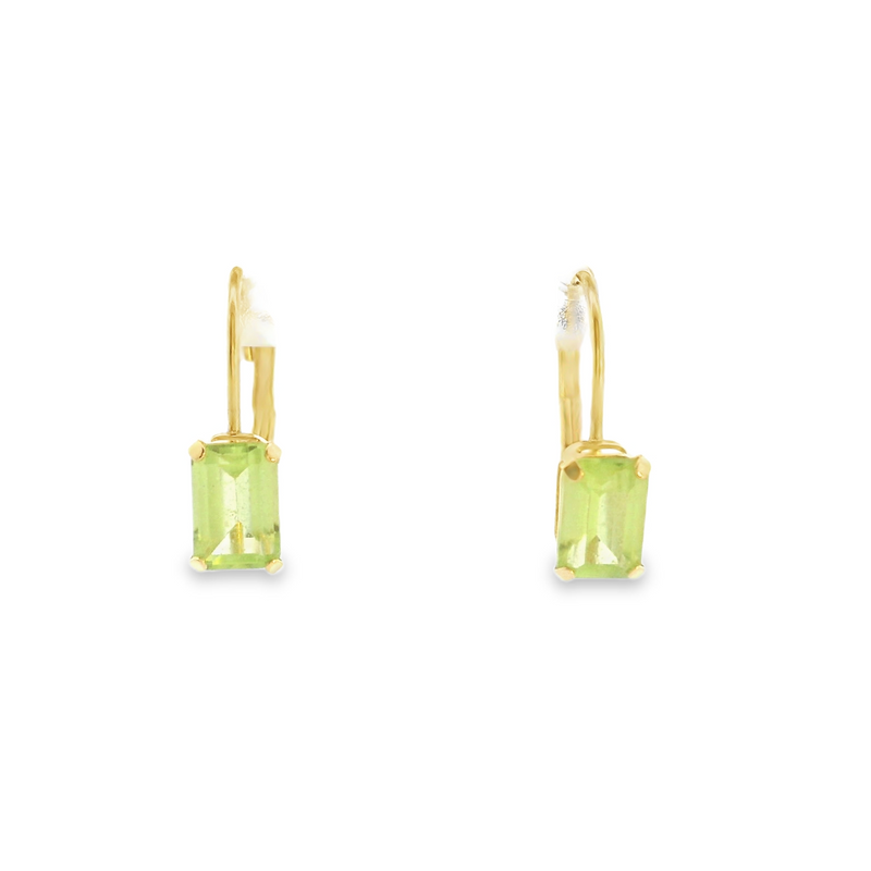 14K YG Peridot Leverback Earrings